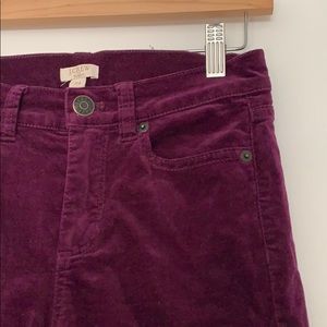 J.Crew Factory plum stretch velvet skinny jeans 24
